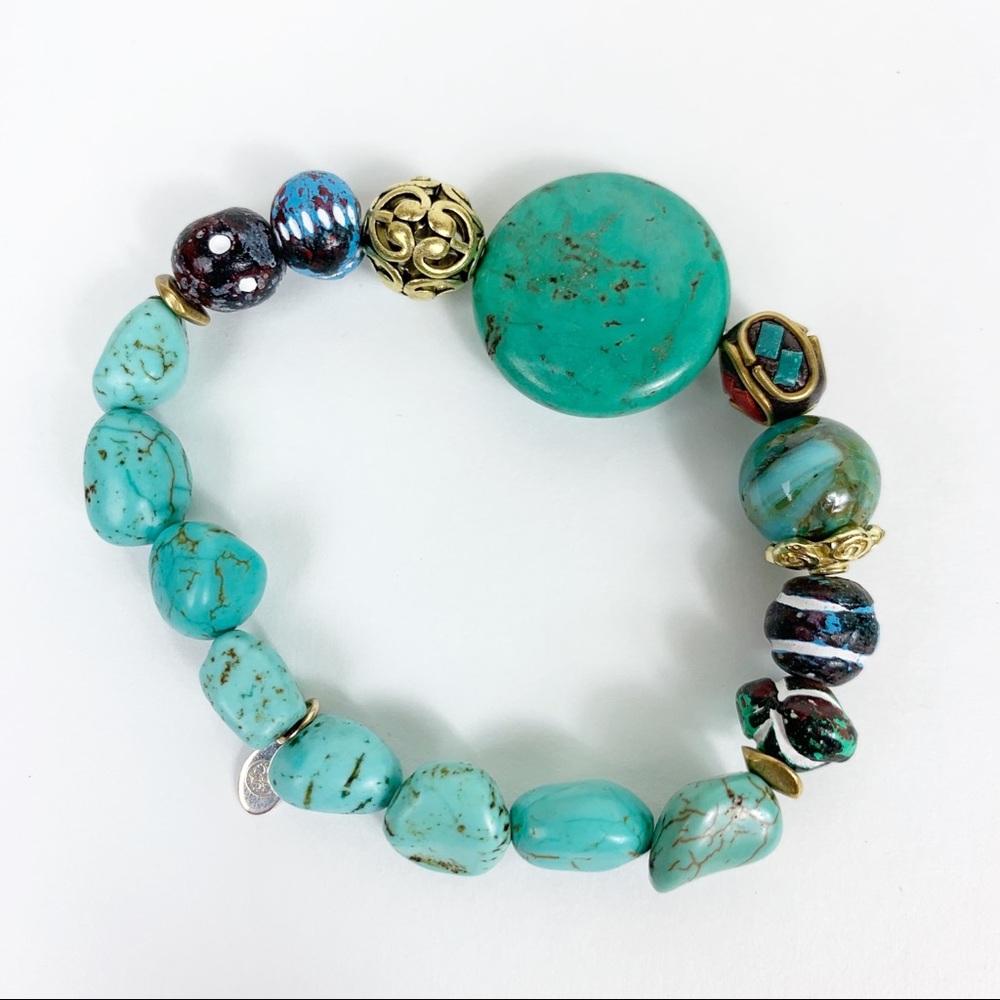 Turquoise Clay Howlite Bead Stretch Bracelet
